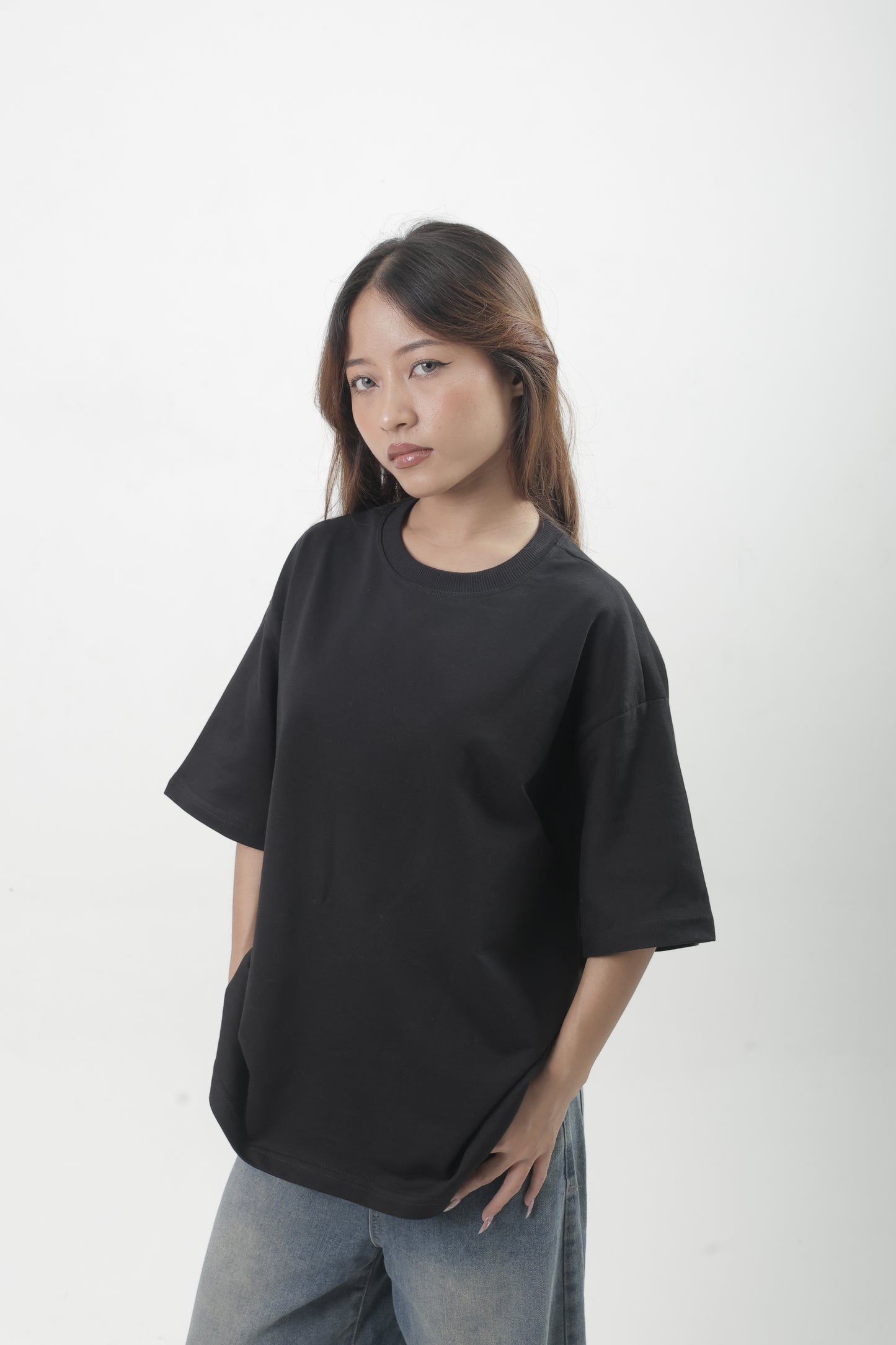 Black Basic Oversized Tee